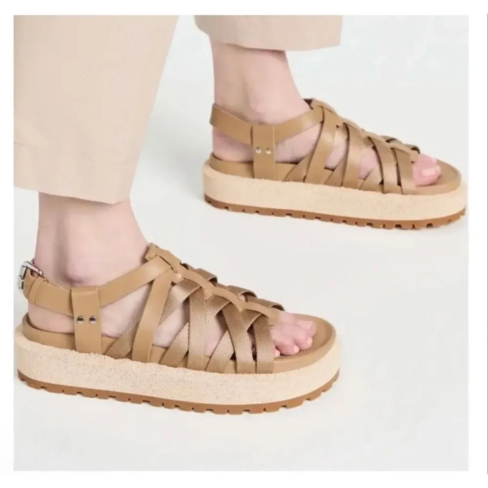 Rag & Bone park sandals chic tan strappy lug sole platform 39 (9)